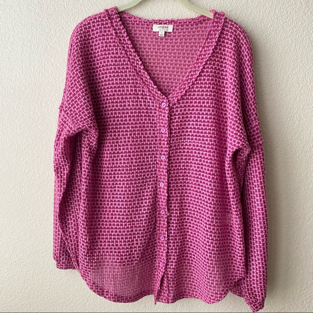 Umgee Womens Long Sleeve Button Front A4435 Blouse Top Size Small